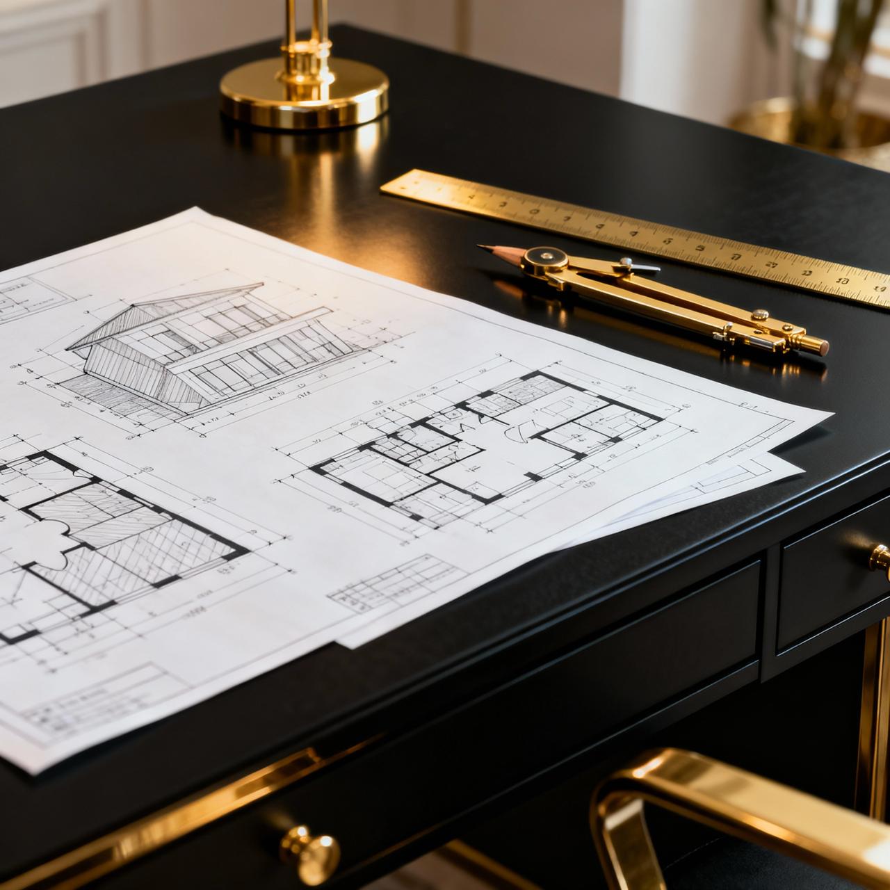 Set of plans and construction blueprints